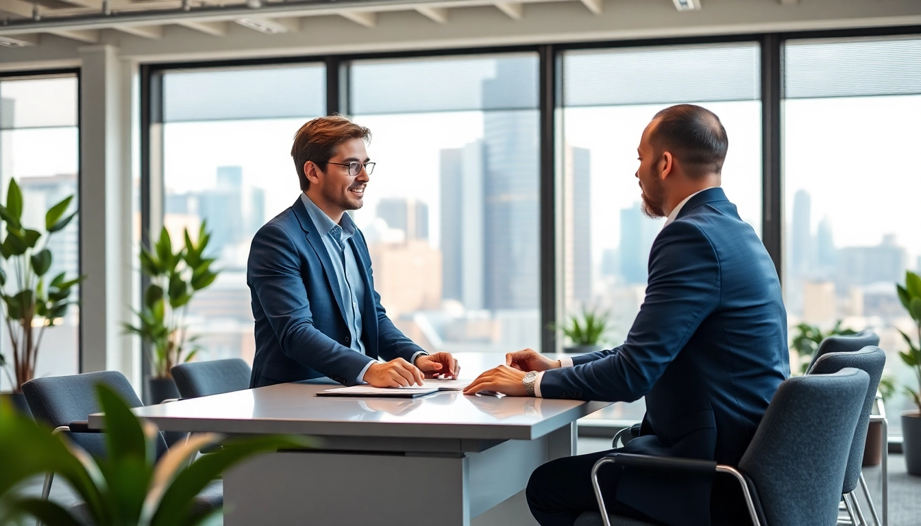 Headhunter Ingenieure bespricht Karrieremöglichkeiten mit Ingenieuren in einem modernen Büro.