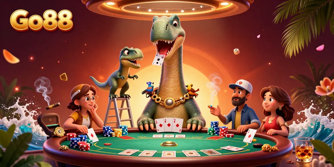 Experience the thrill of Go88 with a vibrant casino scene featuring dynamic poker action.