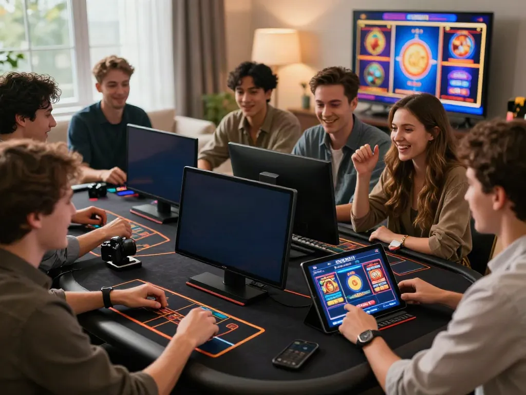 Online gaming excitement at https://nbet.page/ with players celebrating wins in a vibrant casino atmosphere.