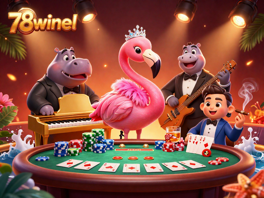 Experience fun at 78winel with lively gaming scenes, vibrant characters, and thrilling poker action!