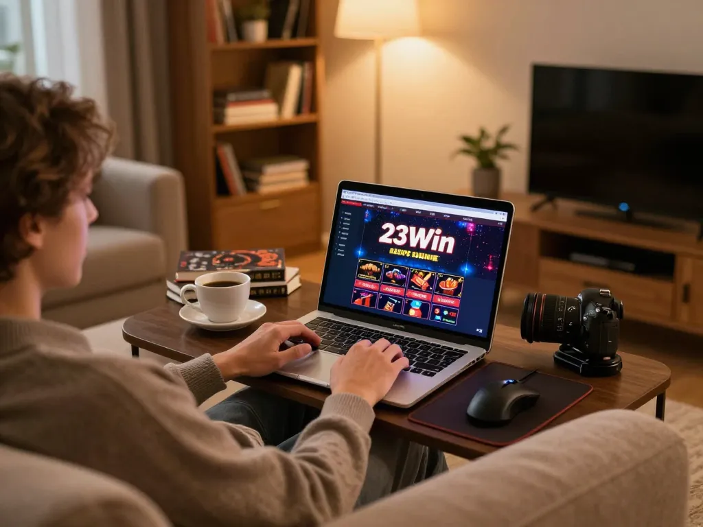 Engaged player exploring game strategies on 23Win online casino interface.