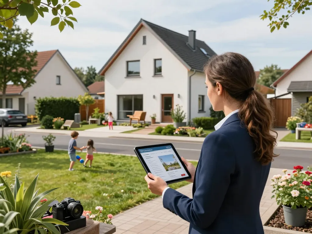 Immobilienmakler Frankfurt Preungesheim, der ein modernes Familienhaus mit professionellem Immobilienservice präsentiert.
